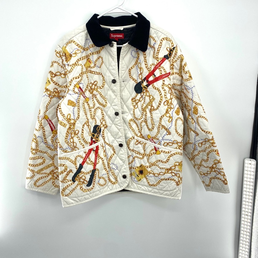 Supreme Chains Quilted Jacket ‘Off White’ Men’s Size Medium